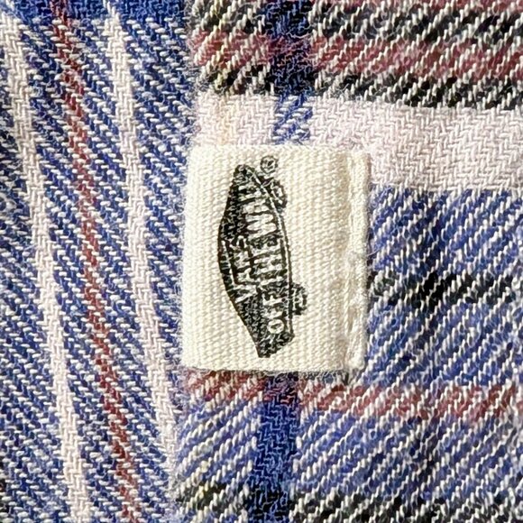 Vans Meridian Plaid Flannel Button Down Shirt in Blue & White - Picture 9 of 14